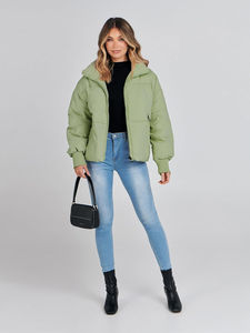 Veste d'hiver matelassée pour femmes, coupe slim, en coton rembourré, chaude, avec décoration à motifs, veste en tricot - Product Image 2