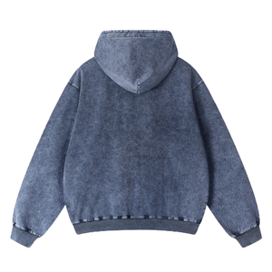 Sudadera con Capucha Unisex de Mezclilla, Corte Holgado, Color Sólido, con Bolsillo, Estilo Casual para Otoño, 100% Algodón Tejido, Estilo Lavado - Product Image 2