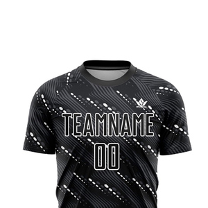 Camiseta de Fútbol Personalizada para Hombre SPARKWELL, Negra, con Estampado Sublimado, Absorbente de Humedad, Ajustada, Manga Corta, para Adultos, 100% Algodón - Product Image 5