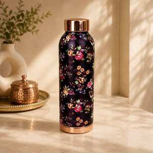 Botella de Agua de Cobre con Tapa, Textura Martillada, Diseño Moderno, Termo Portátil de Viaje, Recipiente Reutilizable para Bebidas, SOFIYA CRAFT - Product Image 2