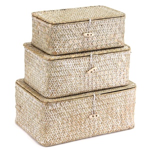 Office living room stackable seagrass folding boxes wholesale natural woven foldable gift <b>box</b> set - Product Image 1