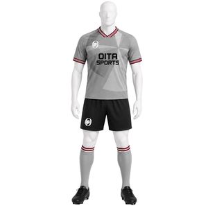 Customized Color Cotton Polyester Men's Soccer Jersey Set Shorts Lightweight Safety <b>Athletic</b> Uniform Breathable Sportswear - Product Image 1