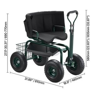 Sedia da Giardino Girevole a 360 Gradi con Ruote, Capacità di Carico 400 libbre, Sgabello Rotante Regolabile in Altezza, Sedie da Giardino - Product Image 5