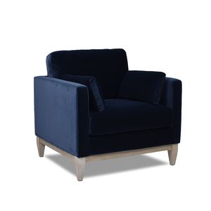 Poltrona Knox Modern Farmhouse da 36 pollici in velluto performante blu navy scuro per il soggiorno - Product Image 6