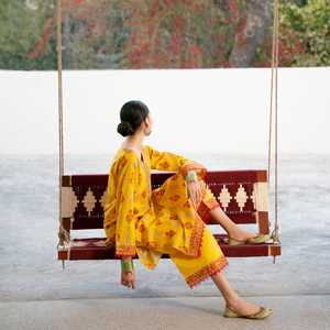 Traje de chaqueta de mujer Cambric de algodón con estampado DIGITAL 2PC PS5229 - Product Image 1