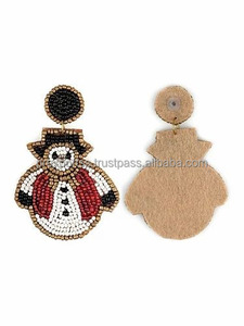 Pendientes colgantes de cuentas de semillas adornadas, bordado hecho a mano, perla, lentejuelas, diamantes de imitación, joyería, accesorios llamativos coloridos, únicos - Product Image 3