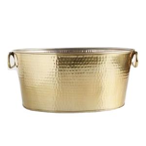 Cubetas de Hielo de Latón Martillado con Acabado Dorado para el Hogar, Eventos, Fiestas, Bares, Enfriador de Vino con Asas de Anillo - Product Image 1