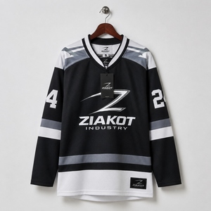 Venta al por Mayor Directa de la INDUSTRIA ZIAKOT, Jersey de Hockey Personalizado en Negro, Blanco y Gris - Product Image 1