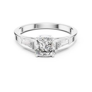 Bague solitaire en or rose 18 carats avec diamant de laboratoire taille coussin, sertie sur une monture baguette, idéale pour les fêtes, les mariages, l'usage quotidien et comme cadeau de luxe pour femme. - Product Image 5