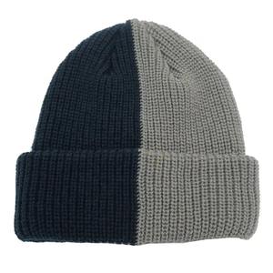 Gorro de Punto Acanalado de Dos Tonos con Bloques de Color, con Puño en Contraste Morado y Rosa, Gorro Casual de Invierno - Product Image 2