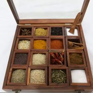 Handcrafted Wooden Spice <b>Box</b> with Lid for Kitchen Storage | Solid Wood Masala <b>Box</b> for Home Restaurant Use Handmade Collection - Product Image 1