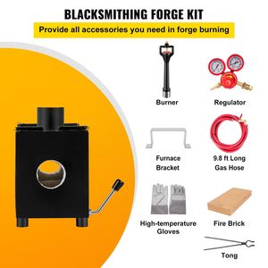 Single Burner Portable Propane <b>Forge</b> <b>Blacksmithing</b> Knife Tool Making Large Capacity Farrier <b>Forge</b> Square Two Durable Doors Black - Product Image 6