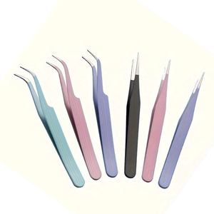 Ensemble de 2 pinces à épiler de précision en acier inoxydable personnalisées, à tête droite et courbée, pour le décapage de peinture, la beauté et l'artisanat - Product Image 2