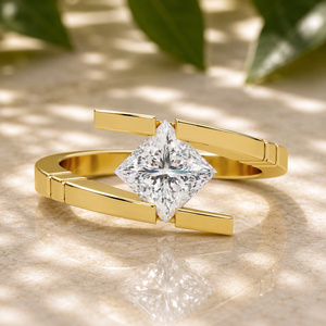 Modern Princess Cut Tension Set 14K Solid Gold IGI Certified Lab Grown Diamond <b>Rings</b> Engagement <b>Rings</b> For Women Fine Jewelry - Product Image 1