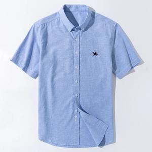 Nueva Camisa Oxford de Manga Corta para Hombre, Formal, 100% Algodón, Lisa, con Bolsillo Bordado, Corte Regular, Botones de Cuerno, Transpirable, para Verano - Product Image 3