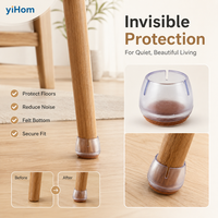 Protections de pieds de meubles en PVC transparent, 20 mm, rondes, pour tables et chaises