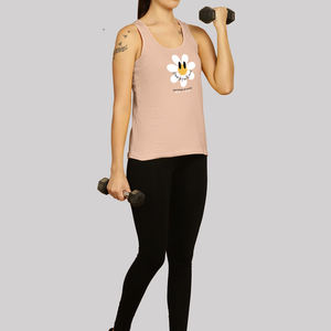 Premium Quality Digital Sticker Front Logo Summer Sleeveless Workout Tank <b>Top</b> Open Back Yoga Women's Quick Dry Cotton Sporty - Product Image 6