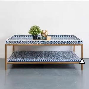 Mesa con Incrustaciones de Hueso de ILAHI, Diseño Moderno con Detalles de Ágata, Almacenamiento Portátil, Muebles para el Hogar - Product Image 3