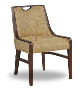 เก้าอี้ทานข้าวไม้เนื้อแข็งดีไซน์หรูหราทันสมัย รุ่น New Arm พร้อมผ้าหุ้มลายไม้โลหะ เป็นมิตรกับสิ่งแวดล้อมและทนทาน เหมาะสำหรับห้องนั่งเล่น - Product Image 2