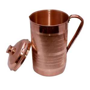Handmade Pure Copper Water Jug with Lid Traditional Ayurvedic <b>Drinkware</b> Durable Polished Copper Vessel for Healthy Hydration - Product Image 3