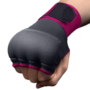 Half Finger MMA/Kick Boxing Training <b>Gloves</b> with for Wrist Closure for Martial Arts Unisex Pink and Gray Leather - Product Image 4