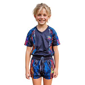 100% Polyester Printed Rugby Footy Uniform Men's Training Wear Footy Uniforms Footy Jersey Tops Rugby <b>Shorts</b> Set Kids - Product Image 1