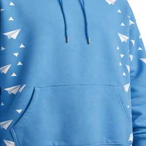 NEXTEX Sweat à capuche unisexe en molleton de coton doux bleu ciel, motif avion en papier, chaud et décontracté - Product Image 5