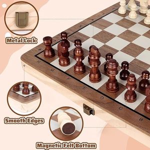 High-quality Eco-Friendly Luxury Wooden Chess Board Set with Magnetic Storage - Product Image 4