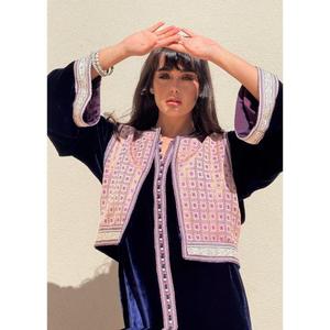 Premium Velvet <b>Kaftan</b> Set Velvet <b>Kaftan</b> Finished Graphic Sfifa Neckline Full Front Opening Fastening Handmade Silk Buttons - Product Image 4