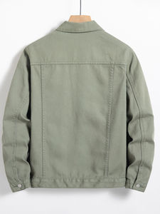 Chaqueta vaquera verde salvia para hombre al por mayor, transpirable, ecológica, 100% algodón, estilo clásico, con botones, informal, para trabajo, vintage - Product Image 3
