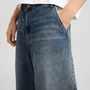 Jean baggy droit épais pour homme, style streetwear hip-hop, coupe large, jean en denim délavé vintage de haute qualité - Product Image 3