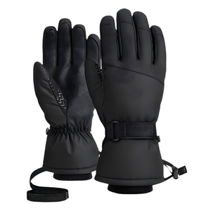 Gants de ski à doigts entiers, violet clair, polyester, isolés thermiquement, fermeture à cordon, unisexe, hiver, extérieur - Product Image 4