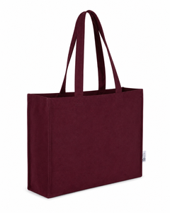 กระเป๋าโท้ทผ้าโพลีคอตตอนรีไซเคิลพิมพ์โลโก้ตามสั่ง 220 GSM 50.5x36x11 ซม. สีน้ำตาลแดง กระเป๋าช้อปปิ้งนำกลับมาใช้ใหม่ ขายส่ง OEM ODM แบรนด์ส่วนตัว จำนวนมาก - Product Image 3
