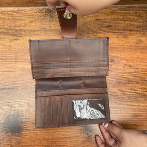 Cartera plegable con bloqueo de RFID de gran capacidad para mujer, tarjetero de cuero de vaca con herramientas manuales, cartera larga, bolso de mano de lujo de marca - Product Image 6