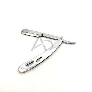 Silver Stainless Steel Barber <b>Razor</b> Metal <b>Straight</b> <b>Razor</b> With Replaceable Blade Custom Logo Professional Grooming Tool - Product Image 4