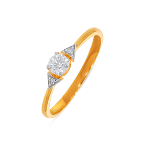 แหวนเพชรเดี่ยว Fiery Love ดีไซน์คลาสสิก เรียบหรู ทองคำขาว 14K ประดับเพชรเม็ดเล็ก วงแหวนเพชรละเอียดอ่อนในทองคำขาว 14K - Product Image 3