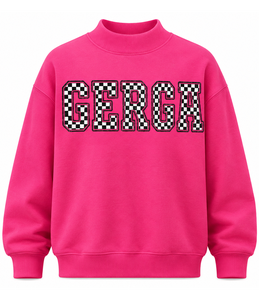 Sudadera Casual de Manga Larga para Mujer, Estilo Oversize con Cuello Alto Simulado, Diseño de Parches con Letras y Contraste de Puntos, Personalizada OEM - Product Image 6