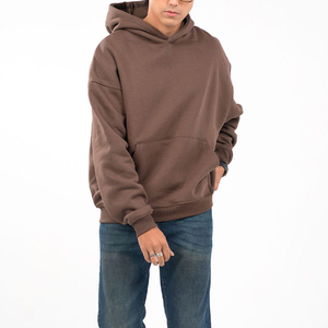 Sweat-shirt à capuche marron pour homme, coupe ample, en polaire, couleur unie, avec poches, idéal pour l'automne - Product Image 1