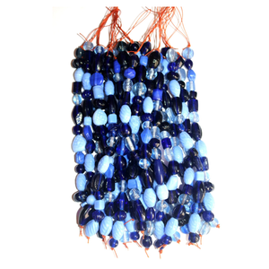 Elegante Collar de Cuentas de Vidrio Azul, Formas y Tamaños Surtidos, Acabado Liso, Cuentas Sueltas para la Elaboración de Joyería Artesanal - Product Image 1