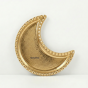 Elegante Bandeja de Servicio Plateada con Forma de Luna Creciente Árabe, Decoración Premium para Eventos de Ramadán, Bandejas de Servicio de Metal Pulido de Alta Calidad y Durabilidad - Product Image 5