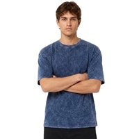 T-shirt homme personnalisé délavé à l'acide, faible MOQ pour les marques de détail américaines, avec coupe ample et t-shirt en coton filé à la main sur mesure