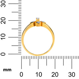 Bague géométrique florale en or jaune 18 carats avec diamant rond brillant de 0,10 carat, bijou de créateur - Product Image 4