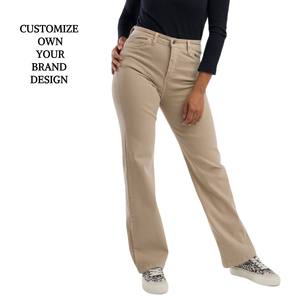 Moda mujer marca personalizada Casual cinturón bucles caqui utilidad cinturón botón múltiples bolsillos Pantalones de mujer Jeans Cargo pantalón - Product Image 4