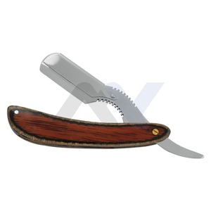 Professional Barber Razor <b>Single</b> Blade Stainless Steel Straight Edge Shaving Razor <b>Swing</b> Lock Custom Color Wooden Handle Face - Product Image 1