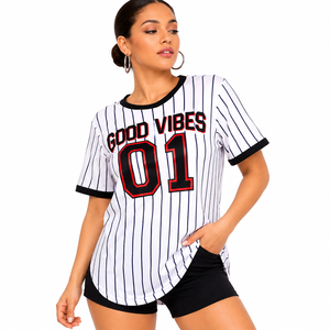 Maillot de football américain respirant en maille personnalisé pour femme, à rayures fines, grande taille, décontracté, pour équipe, OEM, marque privée, haut de sport - Product Image 6