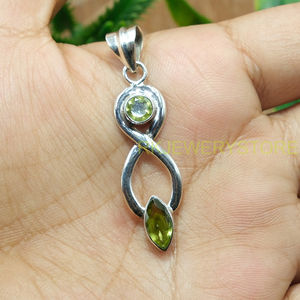 จี้เงินแท้ 925 รูปทรงบิดเกลียว ประดับพลอยเพอริดอทสีเขียวธรรมชาติ งานแฮนด์เมด ดีไซน์เนอร์ จี้สำหรับผู้หญิง ขายส่งเครื่องประดับ - Product Image 5