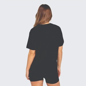 100% Cotton Plain Black Crop <b>Top</b> Oversized Women's t-shirts casual wear Ladies Tee Dropped Shoulders Crop O-Neck Short Tee OEM - Product Image 3