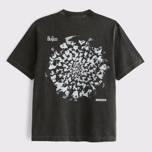 T-shirt pour homme à col rond et manches courtes imprimé The Beatles Revolver, 100% coton, coupe ample, respirant, effet délavé vintage, noir - Product Image 2