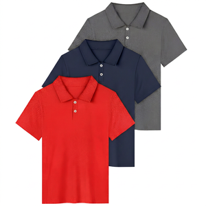 Men's Short Sleeve Knitted <b>Polo</b> <b>Shirt</b> Solid Color Casual Style Regular Fit <b>Blue</b> Navy Gray - Product Image 2