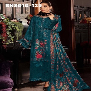 Mejor tela, última colección, algodón cambray con bordados, conjunto de salwar-kameez y dupatta semicosturado, proveedor mundial. - Product Image 1